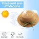 thumbnail image 4 of Sombrero de paja de ratán para niños con circunferencia de 52-54 cm, sombrero de verano, parasol para exteriores, sombrero de playa, protector solar, sombrero de copa plana, sombrero para, 4 of 5