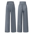 thumbnail image 6 of Clearance Women's Casual Pants,Linen Pants Women Comfy Baggy Wide Leg Pants Summer Flowy High Waisted Palazzo Beach Pants Trousers With Pockets, 6 of 6