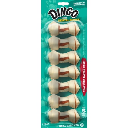 Dingo Mini Dental Dog Bone Chews Made w/ Real Chicken,