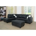 thumbnail image 3 of PonLiving Furniture Gaitani 103.5''Living Room Sectional Sectional with Storage Ottoman Black Leather, 3 of 7