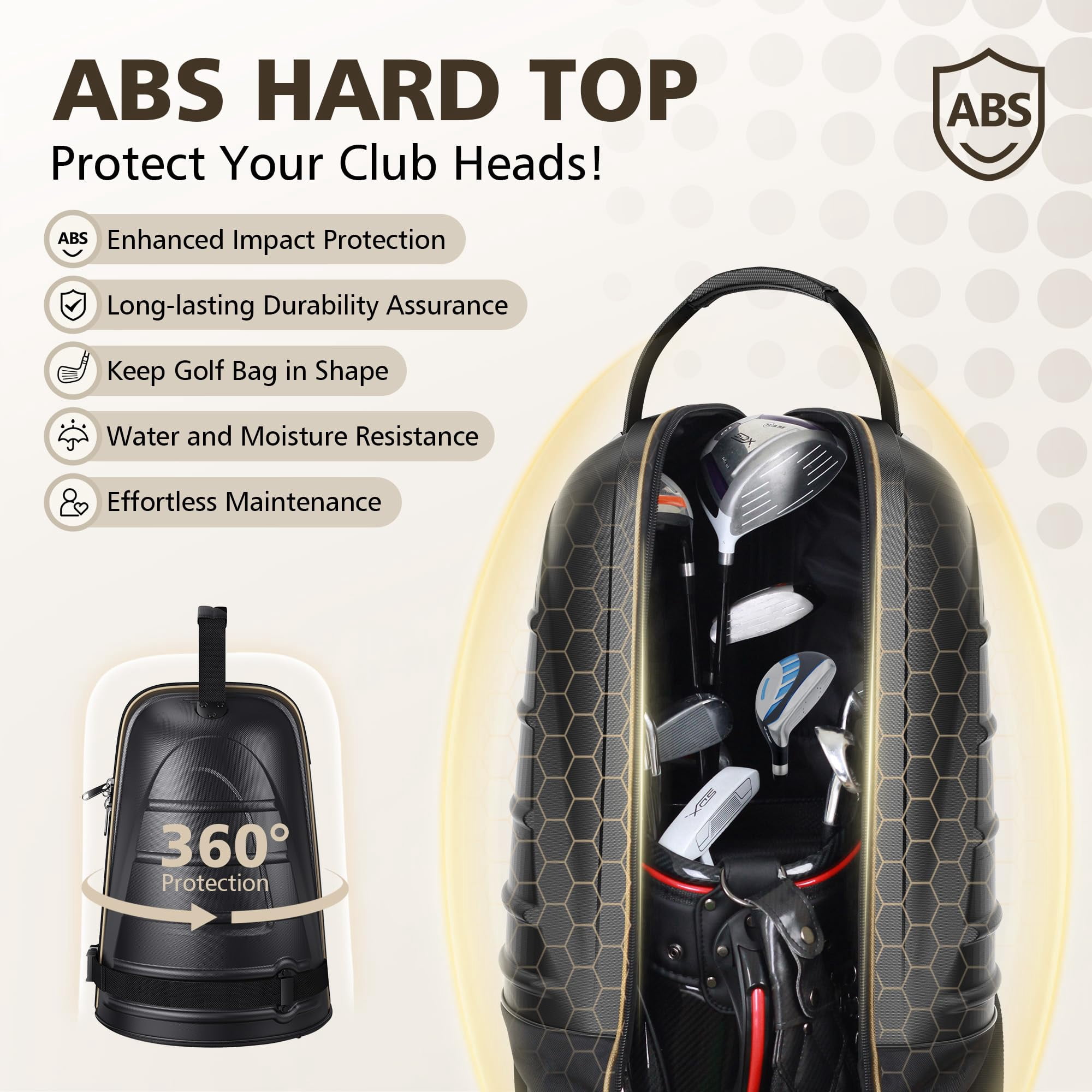 Golf Travel Bags For Airlines With Wheels  Hard Case Top And 1680d Heavy Duty Oxford Protect Clubs Lightweight Easy To Maneuver
