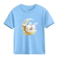thumbnail image 4 of Avrnliq Girls Blue Bunny Moon Graphic Cotton T-Shirt, Tag-Free Crew Neck Short Sleeve Relaxed Fit Tee for Girls 2-13 Years, Machine Washable Everyday Casual Top,Size 11-12 T, 4 of 6