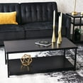 thumbnail image 3 of Household Essentials Jamestown Rectangular Coffee Table with Storage Shelf Black Oak Wood Grain and Black Metal, 3 of 8