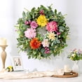thumbnail image 3 of Yastouay Spring Wreaths for Front Door, 24"Colorful Flowers Wreath with Rose Peony for Wall Porch Home Decor, 3 of 9