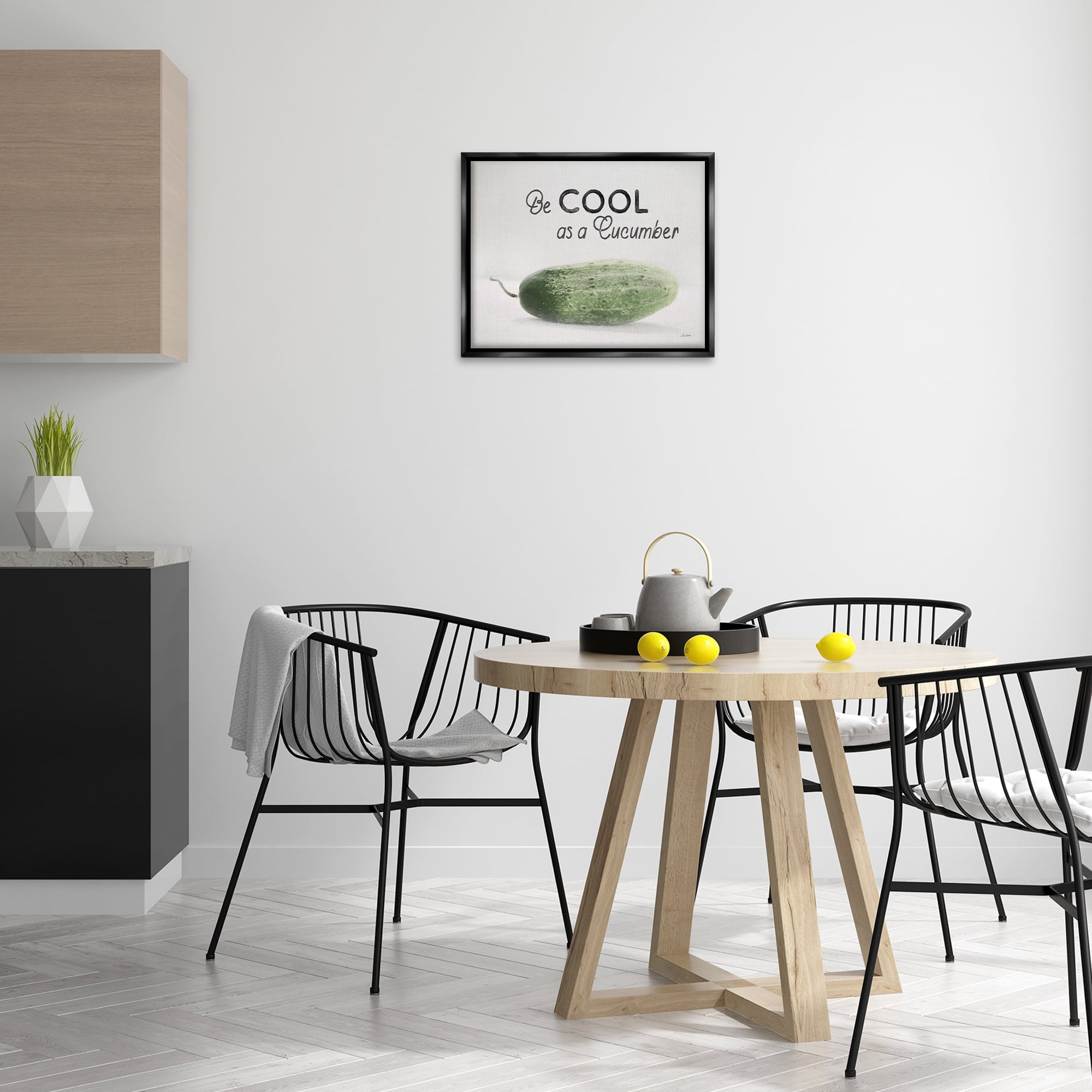 Stupell Industries Cool As A Cucumber Food & Beverage Painting Black Floater Framed Canvas Art Print Wall Art, 21 x 17