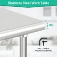 thumbnail image 6 of Stainless Steel Prep Table 30 x 24 Inch, NSF Heavy Duty Commercial Kitchen Table with Undershelf, 6 of 6