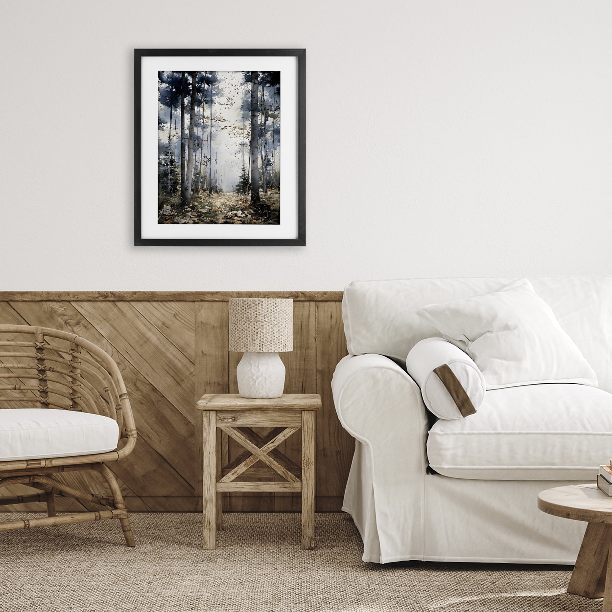 Stupell Industries Cold Woods Birch Forest Black Framed Print Under Glass, design by Franklyn Gregory