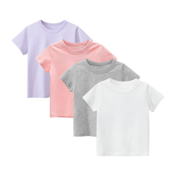 CHOYURME CHONYURM Toddler Girls Cotton Short Sleeve T-Shirt,Casual Daily Shirt for Kids,4-Pack,Sizes 2T-7T