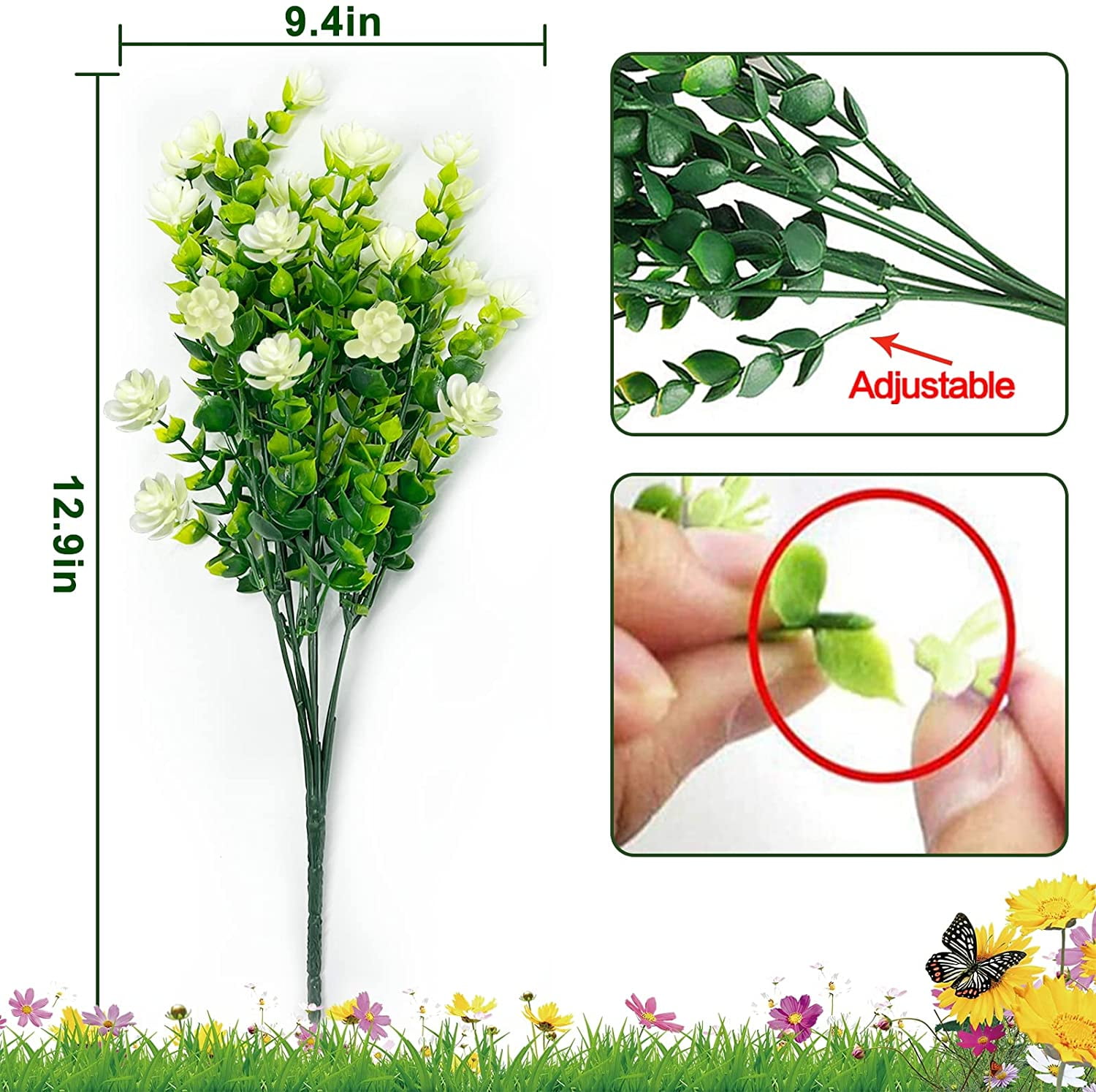 20 Bundles Artificial Flowers for Outdoor Decoration, Fall Decoration UV Resistant Faux Outdoor Plastic Greenery Shrubs Plants Fake Flowers Home Garden Fall Decor(Orange Red)