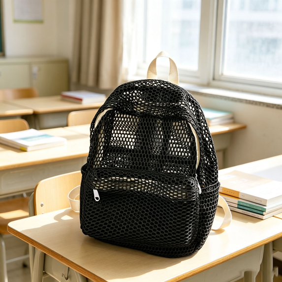 Universal Mesh Backpack Large Capacity Open Design Portable for Adults Outdoors Travel Leisure Shopping Beach C