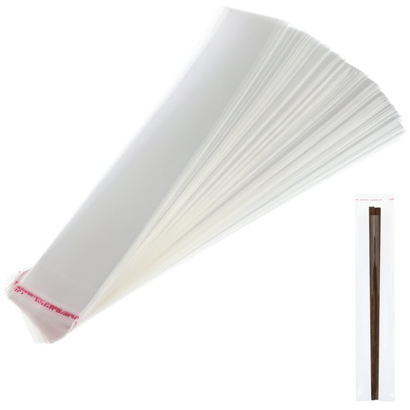 Spatiy 200Pcs Clear Long Cello Bags Self Sealing Thick Adhesive Bags for Pretzel Rods, Candy, Snack Pretzels Individual Bags