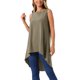 thumbnail image 4 of BLUSA TÚNICA ALTA BAJA SIN MANGAS PARA MUJER INSPIRE CHIC, ESCOTE REDONDO, AJUSTE SUELTO, CASUAL, VERDE OLIVA OSCURO, XL, 4 of 5