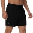 thumbnail image 2 of Taigaofy Men's 5" Workout Athletic Running Shorts Quick Dry Lightweight Gym Shorts Black L, 2 of 5