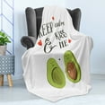 thumbnail image 4 of Valentine's Day Soft Flannel Fleece Throw Blanket, Cartoon Avocado Lovers Pop Culture Keep Calm Slogan, Cozy Plush for Indoor and Outdoor Use, 50" x 70", Grey Green Brown, by Ambesonne, 4 of 5