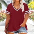 thumbnail image 4 of Aimik Women's Fashion V Neck Short Sleeve Solid Plus Size Tops Summer Comfortable Casual and Loose Sports T-Shirt, 4 of 6