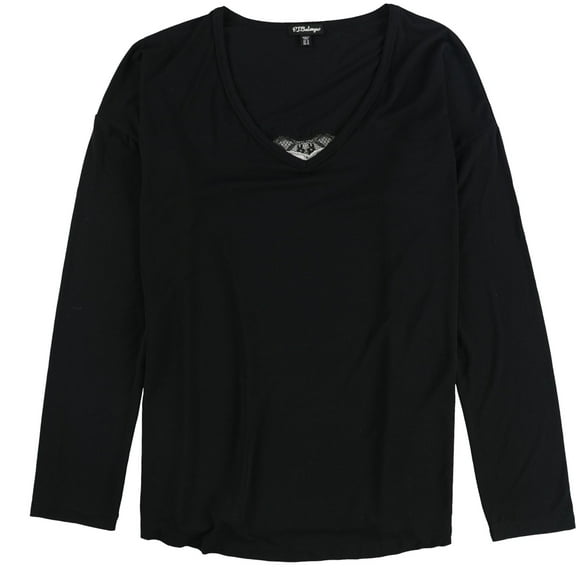 P.J. Salvage Womens Floral & Lace Back Pajama Sleep T-shirt, Black, Medium