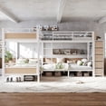 thumbnail image 4 of Harper & Bright Designs Twin Size Quad Bunk Bed with Storage Drawers, Metal Bunk Bed Frame with Wardrobe and Open Shelves, Industrial Bunk Bed with Ladder and Guardrail for 4, White, 4 of 13