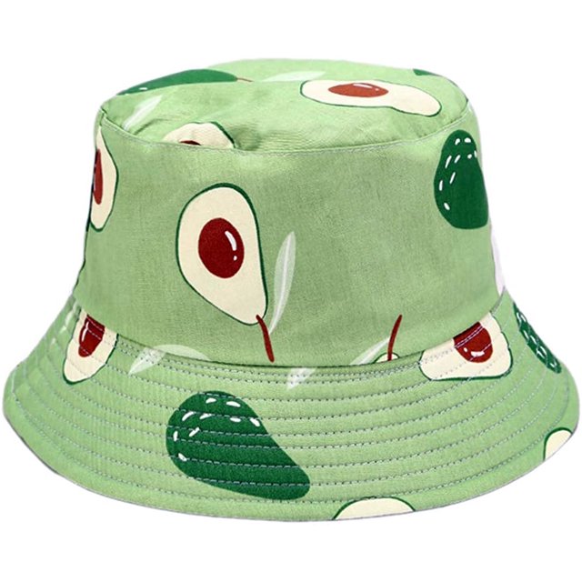 Fruit Print Bucket Hat Banana Pattern Fisherman Hats Summer Reversible Packable Cap
