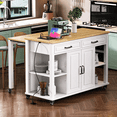 thumbnail image 3 of Harper & Bright Designs Kitchen Island with Extendable Dining Table, Kitchen Storage Cart with Drawers and Internal Storage Rack, Rolling Kitchen Island with Power Outlet, White, 3 of 15
