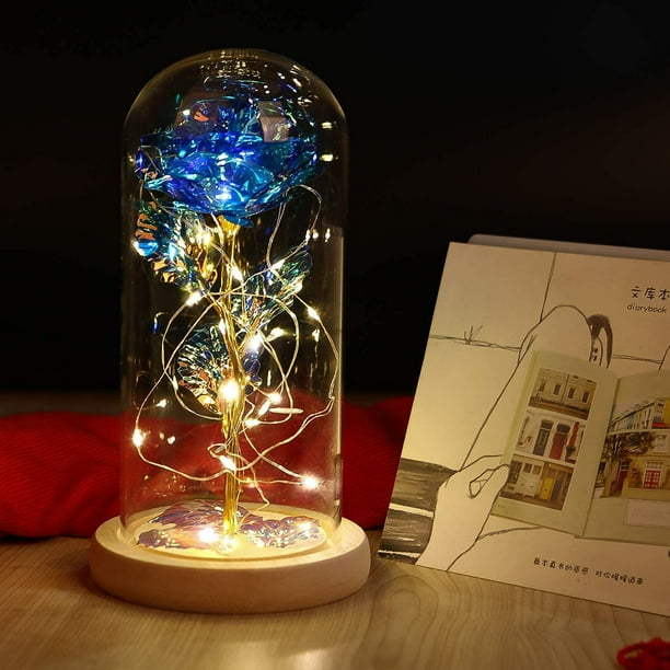 Mgfed Eternal Rose - Preserved Forever Rose Flower In A Glass Handmade Eternal Roses With Led Lights, Best Gift For Her Valentine's Day Mother's Day A