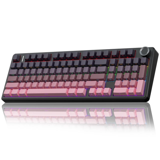 AULA F99 Pro Wireless Mechanical Keyboard with Knob,Tri-Mode BT5.0/USB-C/2.4GHz Hot Swappable Keyboard,Gasket Structure,Creamy Sound,RGB Backlit Comp