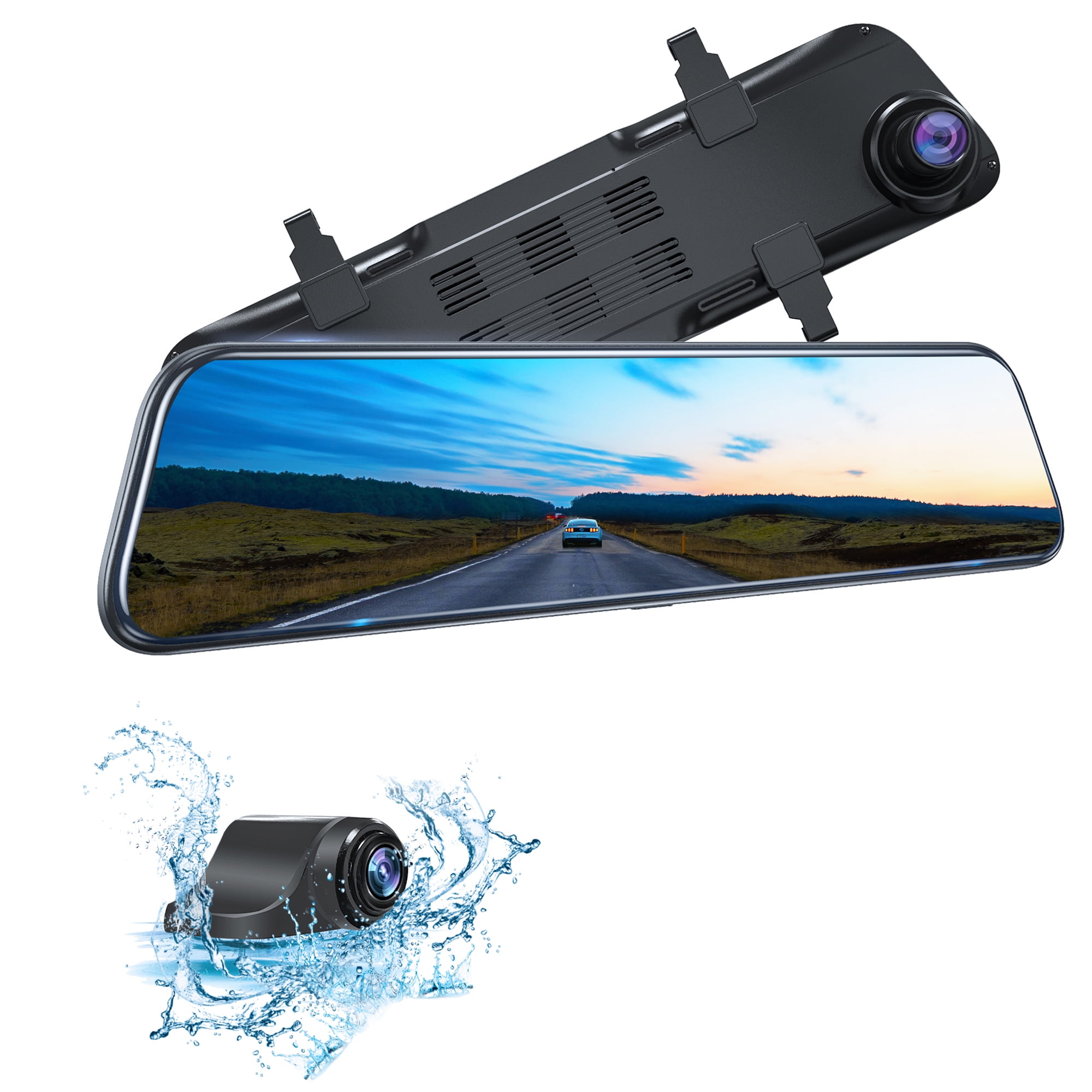11'' 2.5K Mirror Dash Cam for Cars GPS Tracking Front and Rear IPS Full Touch Screen Rear View Mirror Backup Rearview Camera Enhanced Night Vision Sony Starvis Sensor Loop 33ft Extension Cable 