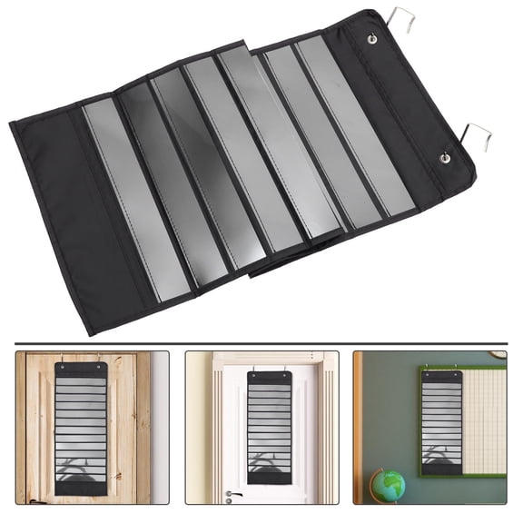 Soimiss Black Pet Oxford Cloth Pocket Chart Hanging Organizer for Classroom Daily Schedule