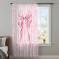 thumbnail image 4 of Pink Bow Sheer Curtains 72 Inches Long, Cute Watercolor Girls Cartoon Luxury Light Filering Curtains, Breathable Simi Curtain Privacy Drapes for Living Room Bedroom Lightweight Window Treatment, 4 of 9