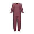thumbnail image 3 of OGLCCG Girls 2 Piece Set Ruffle Long Sleeve Pullover Top and Wide Leg Jogger Pants Lightweight Solid Color Spring Outfits Lounge Sets 4-13 Years, 3 of 6