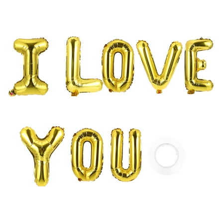 Luxshiny 1Set I Love You Balloon Golden Aluminum Foil Wedding Balloon Set for Valentine and Anniversary