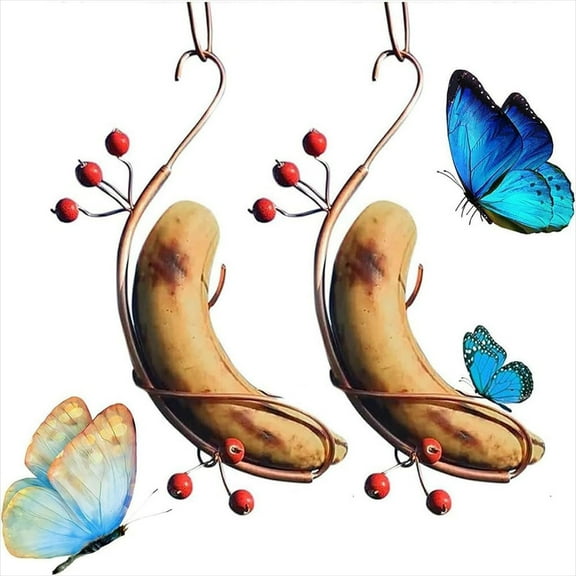 Smke Unique Butterfly Banana Hammock Feeder Outdoor Garden Decor To Attract Butterflies Easy Installation For Butterfly Habitat,Kitchen Decorations,Banana Holder Stand,Fruit Organizer For Kitchen