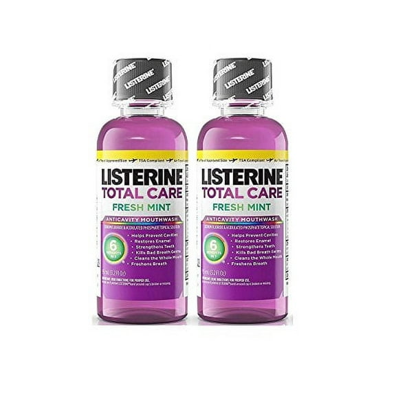 Listerine Total Care Fresh Mint Antiseptic Mouthwash, Travel Size Ounces Pack of 2