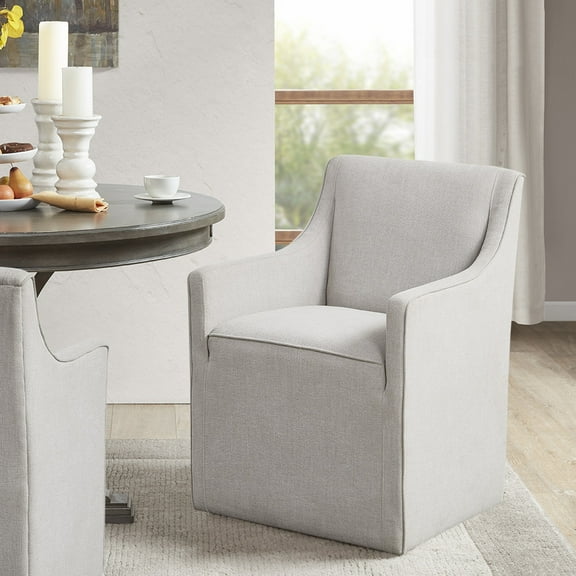 Slipcover Dining Arm Chair With Casters