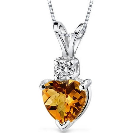 Oravo 0.75 Carat T.G.W. Heart-Cut Citrine and Diamond Accent 14kt White Gold Pendant, 18