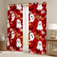 thumbnail image 2 of Feelyou Red Gothic Haloween Black Out Curtains, Kawaii Cartoon Ghost Pumpkin Curtains Pack of 2 (42x63 Each), Groovy Daisy Flower Bedroom Curtains, Blackout Curtains Home Decor, 2 of 6