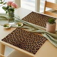 thumbnail image 6 of Brown Leopard Print Placemats for Dinning Table Set of 6, Classic Abstract Animal Patterned Burlap Kitchen Place Mats Waterproof Cloth Table Mats, Indoor Outdoor Placemats Easy Clean Dinner Decor, 6 of 8