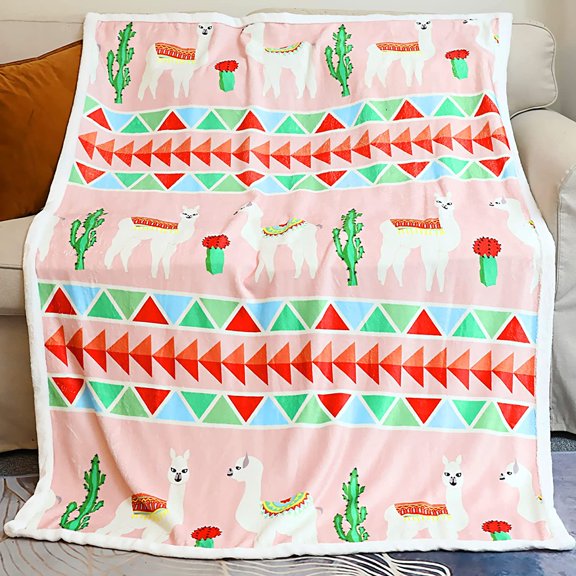 Llama Blanket, Soft Cute Throw Blanket for Kids Adults Cute Alpaca Cactus Blanket for Bed Couch Birthday Gift for Llama Lovers (Llama, 48"x60")
