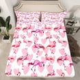 thumbnail image 2 of Homewish Tropical Animal Flamingo Bed Sheets,Kawaii Lovea Pattern King Sheets,Pink White Sheet Set For Girls Teens,Breathable Home Decor,4pcs, 2 of 7