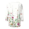 thumbnail image 5 of Cavosen Women's Three Quarter Sleeve Tops and Blouses 3/4 Sleeve Floral Print Blouse Crewneck Casual Dressy Shirts Stylish Pullover Hawaiian Tshirts Summer Workout Tees White S, 5 of 5
