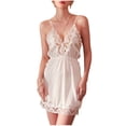 thumbnail image 2 of Naittoop Lingerie for Women Sexy Deep V Neck Lace Chemise Cami Nighgown Exotic Negligee Sleepwear, 2 of 5
