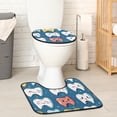 thumbnail image 2 of PhooArto Toilet Lid Cover and U-Shaped Toilet Floor Mat Set of 2 Pieces, Cartoon Teeth Pattern Toilet Mat Set, Machine Washable Seat Covers Non-Slip Absorbent Rugs, 2 of 6