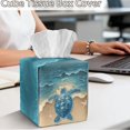 thumbnail image 4 of COEQINE Facial Tissue Box Holder PU Leather Creative Cube Tissue Holder Organizer Space Saving for Living Room, Kitchen, Office, Car, RV, Outdoor Tent, Beach Sea Turtle Blue, 4 of 7