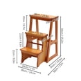 thumbnail image 5 of ToppiJoy 3-Step Folding Library Ladder Chair, Portable Wooden Folding Chair Lightweight Multifunctional Step Stool (Honey), 5 of 27