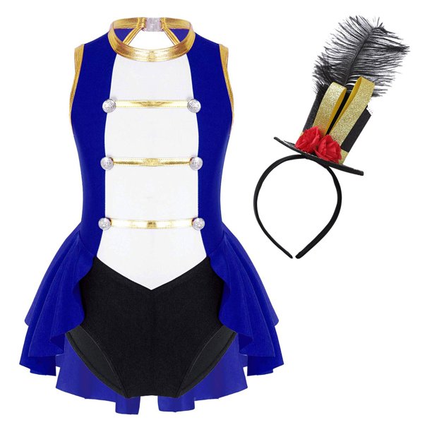 Girls Sleeveless Vintage Buttons Decor Bodysuit Halloween Circus Cosplay Costume Theme Party Carnival Stage Performance Clothing10 Gong Bohan LED