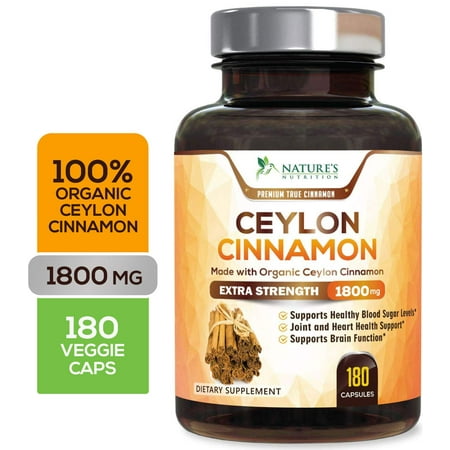 Organic Ceylon Cinnamon Capsules Highest Potency 1800mg - True Organic Ceylon Cinnamon Pills - Blood Sugar Levels Support Supplement, Best Vegan Anti-Inflammatory for Joint Pain Relief - 180 (The Best Anti Inflammatory Pills)