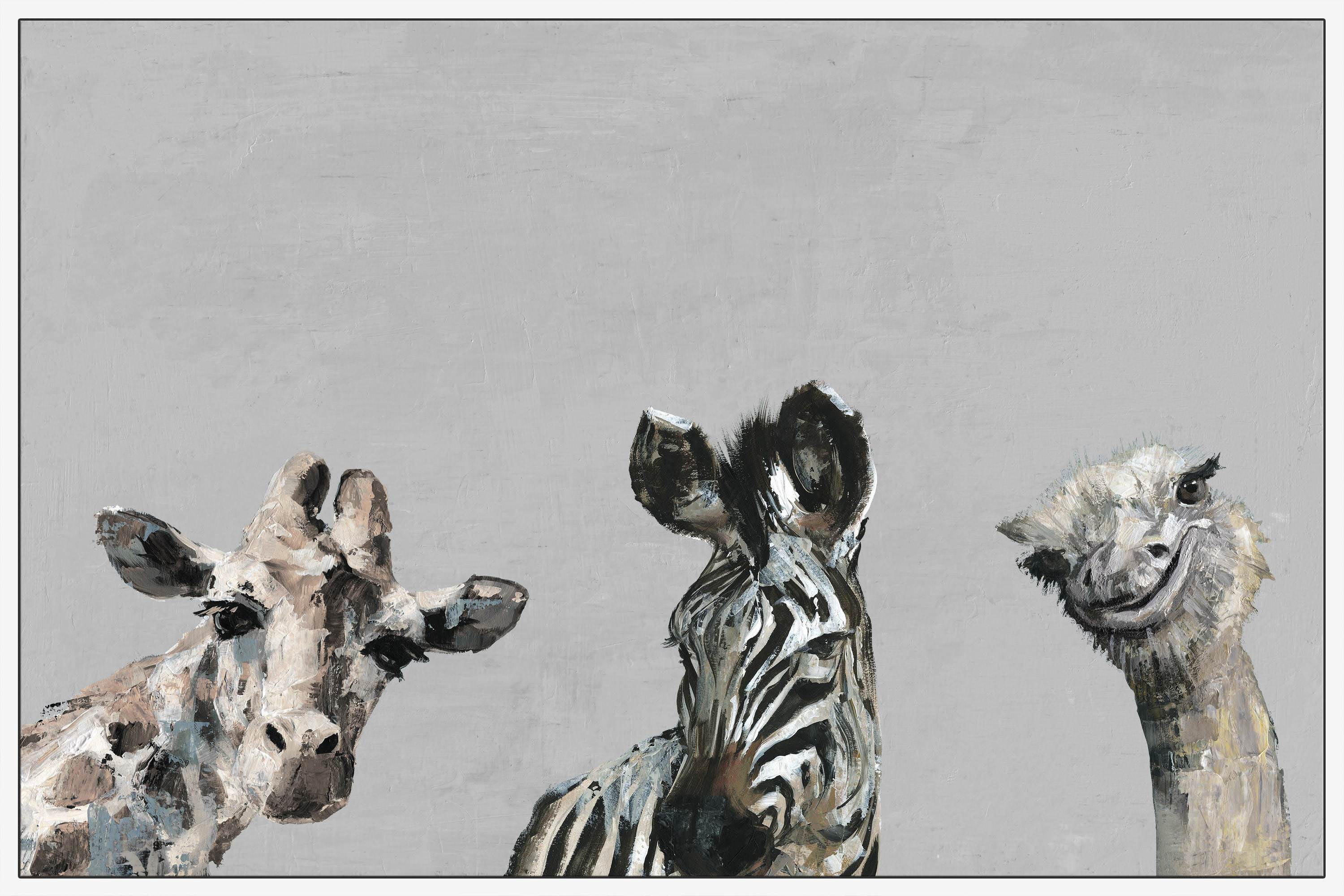 The Head Turners in Gray Floater Framed Painting Print on Canvas