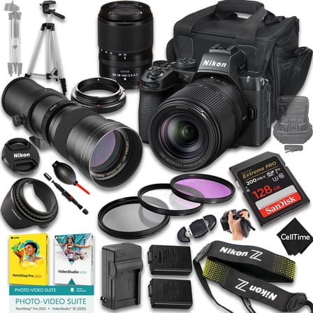 Nikon Z50 II Mirrorless Camera with Z DX 18-140mm f/3.5-6.3 VR And 420-800mm f/8 Manual Super HD Telephoto Lens   128 GB Memory   Extra Battery   Camera Case   More (22pc Bundle)