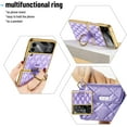thumbnail image 3 of Dteck Samsung Z Flip 3 Case, Galaxy Z Flip 3 Case with Ring Stand, Premium Luxury PU Leather Fashion Cover With Camera Lens Protector Shockproof Protective Case for Samsung Galaxy Z Flip 3 - Purple, 3 of 5