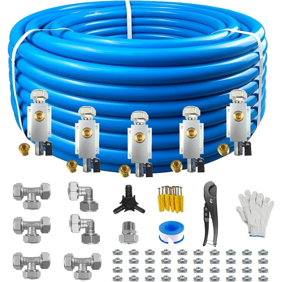 Compressed Air Line Kit, 3/4" x 50' 120&200'&300' HDPE-Aluminum-HDPE Piping, Air Line Hose, Air Hose Kit with Air Compressor Accessories and Airline Tubing
