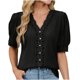 thumbnail image 1 of Eres Más Que una Camisa de Puntuación de Prueba Boho Top Manga Corta Cuello Redondo Blusa Suelta, Detalle de Encaje Color Sólido Desgaste de Verano Casual, Mezcla de Poliéster Spandex, 1 of 9